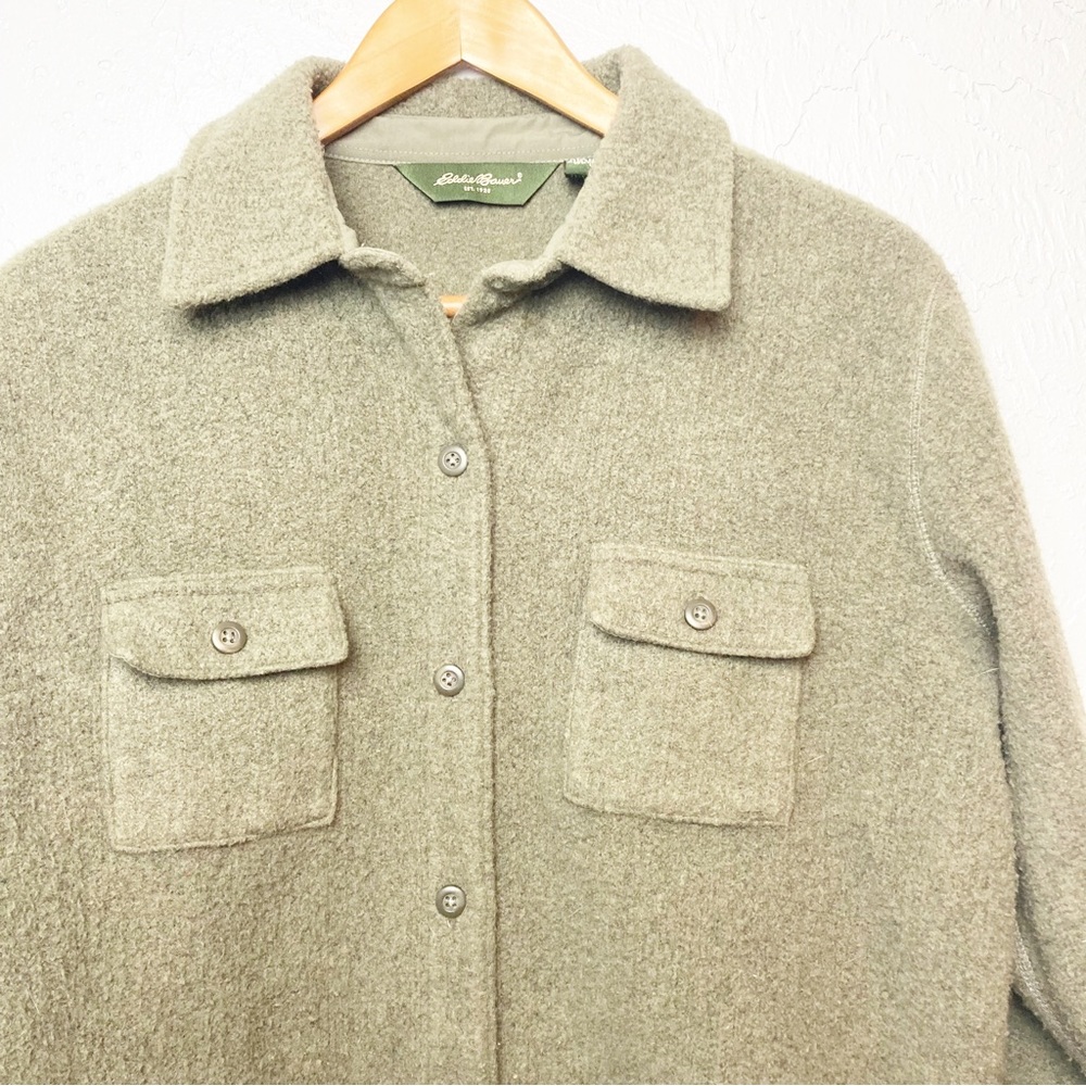 Eddie Bauer Green Button Front Shacket Large - image 3